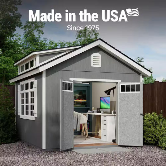 DIY Windemere 10 Ft. W X 12 Ft. D Pre-Cut Wood Shed with Floor - Outdoor Storage Kit (120 Sq. Ft.)