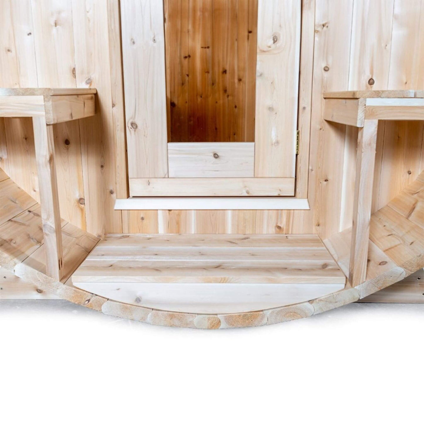 Dundalk Leisurecraft 4-Person Canadian Timber Serenity Barrel Sauna With Solid Wood Benches