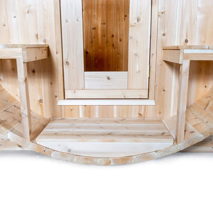 Dundalk Leisurecraft 4-Person Canadian Timber Serenity Barrel Sauna With Solid Wood Benches