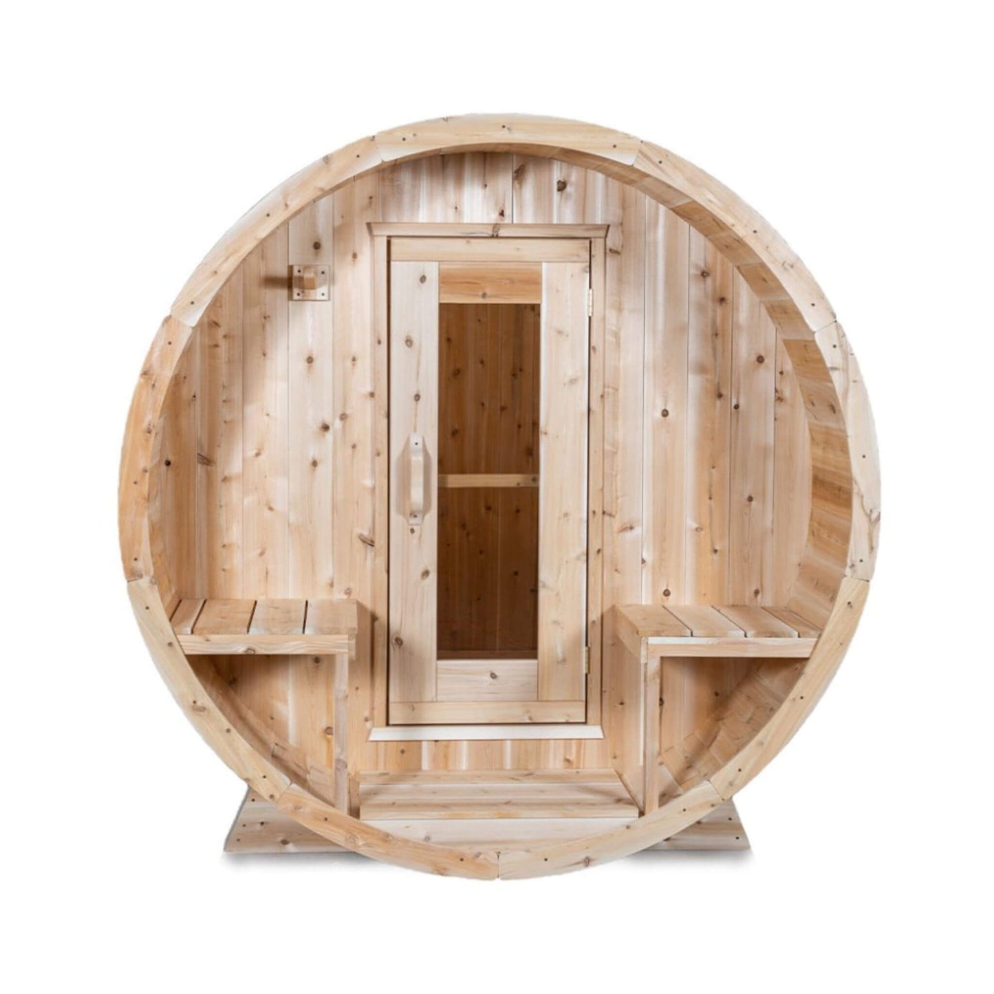 Dundalk Leisurecraft 4-Person Canadian Timber Serenity Barrel Sauna With Solid Wood Benches