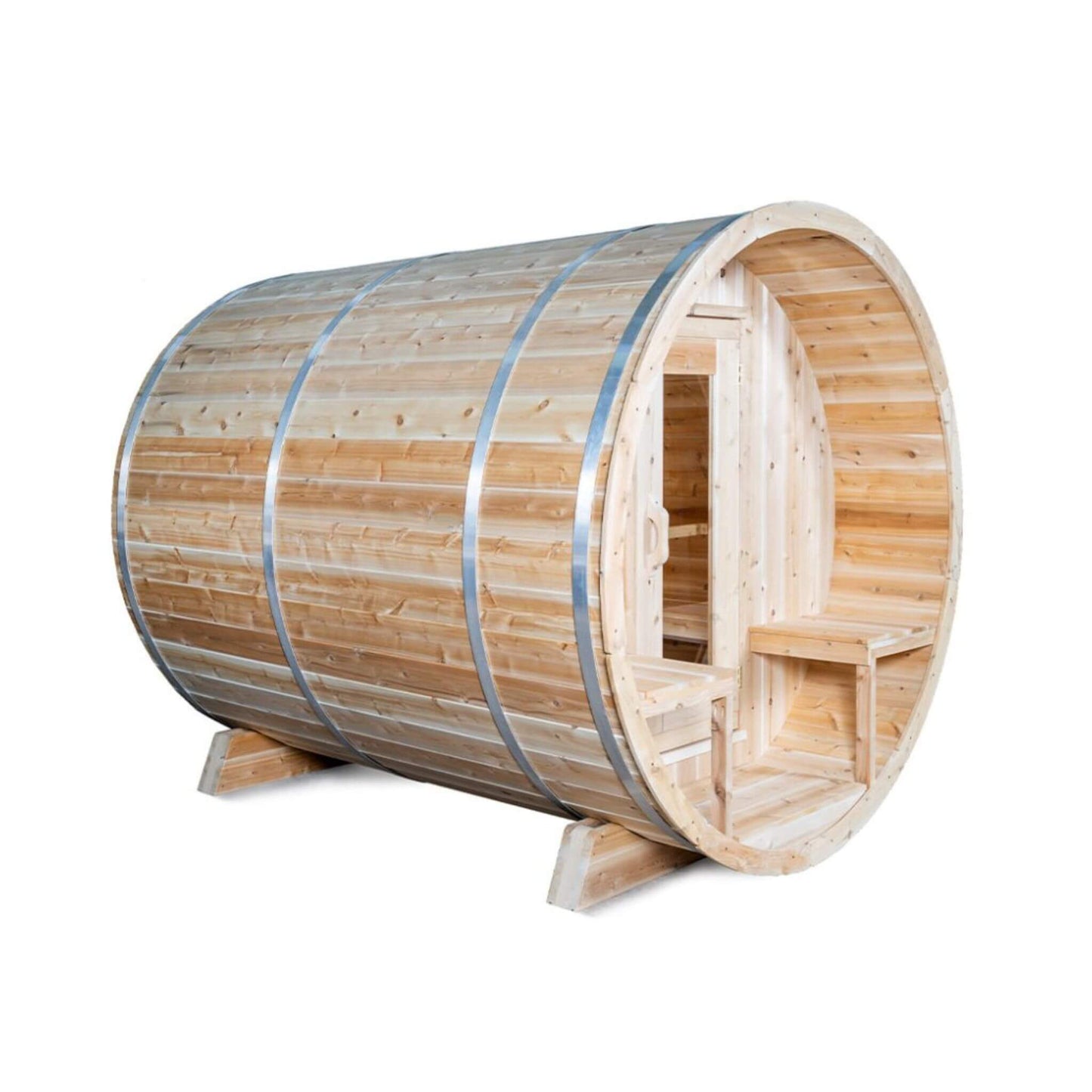 Dundalk Leisurecraft 4-Person Canadian Timber Serenity Barrel Sauna With Solid Wood Benches