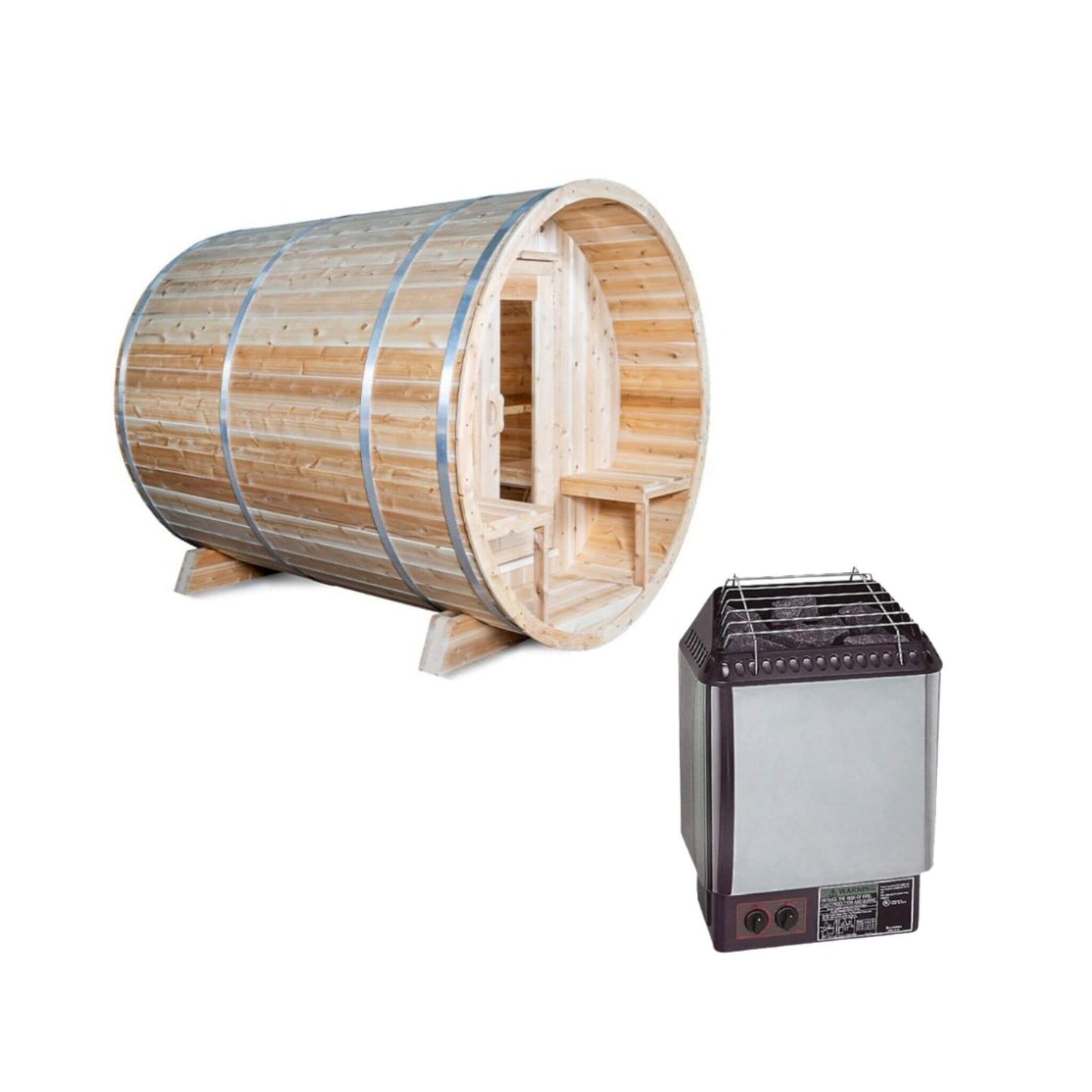 Dundalk Leisurecraft 4-Person Canadian Timber Serenity Barrel Sauna With Solid Wood Benches