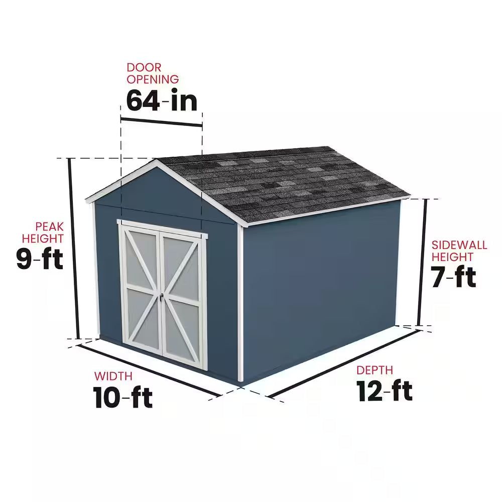 DIY Rookwood 10 Ft. X 12 Ft. Pre-Cut Wood Shed with Floor - Outdoor Storage Kit (120 Sq. Ft.)