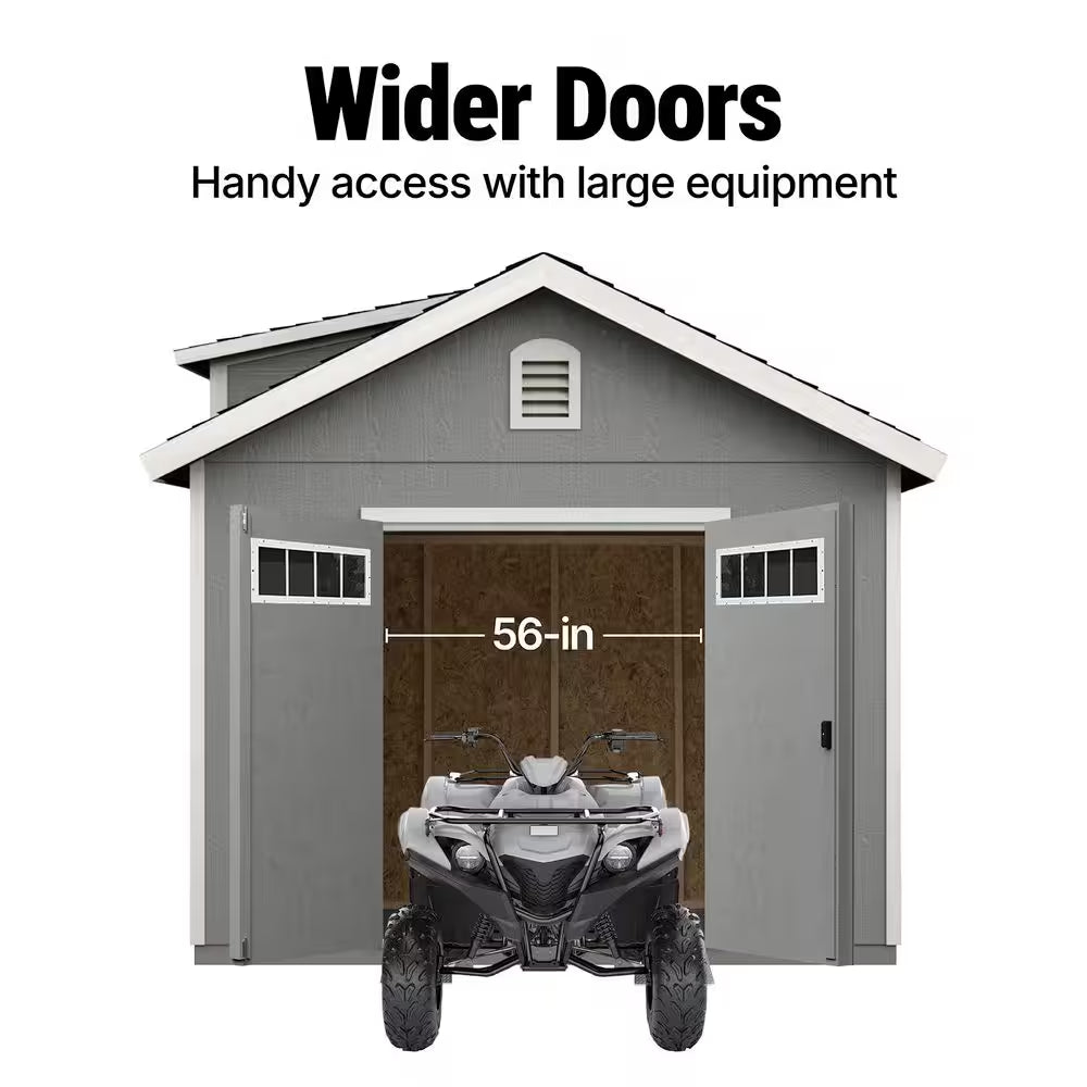 DIY Windemere 10 Ft. W X 12 Ft. D Pre-Cut Wood Shed with Floor - Outdoor Storage Kit (120 Sq. Ft.)