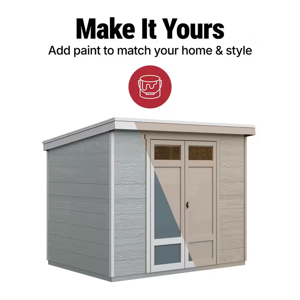 DIY Highland 8 Ft. W X 6 Ft. D Pre-Cut Wood Shed with Floor - Outdoor Storage Kit with Palram Roof (48 Sq. Ft.)