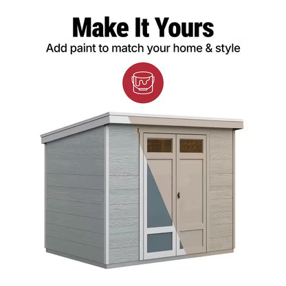 DIY Highland 8 Ft. W X 6 Ft. D Pre-Cut Wood Shed with Floor - Outdoor Storage Kit with Palram Roof (48 Sq. Ft.)