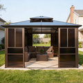Alora Edge Heavy-Duty Aluminum Frame Outdoor Backyard Solarium With Polycarbornate Roof And Adjustable Panels