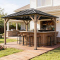 Alora Heavy-Duty Fir Wood Hardtop Gazebo With Galvanized Steel Roof And Ceiling Hooks