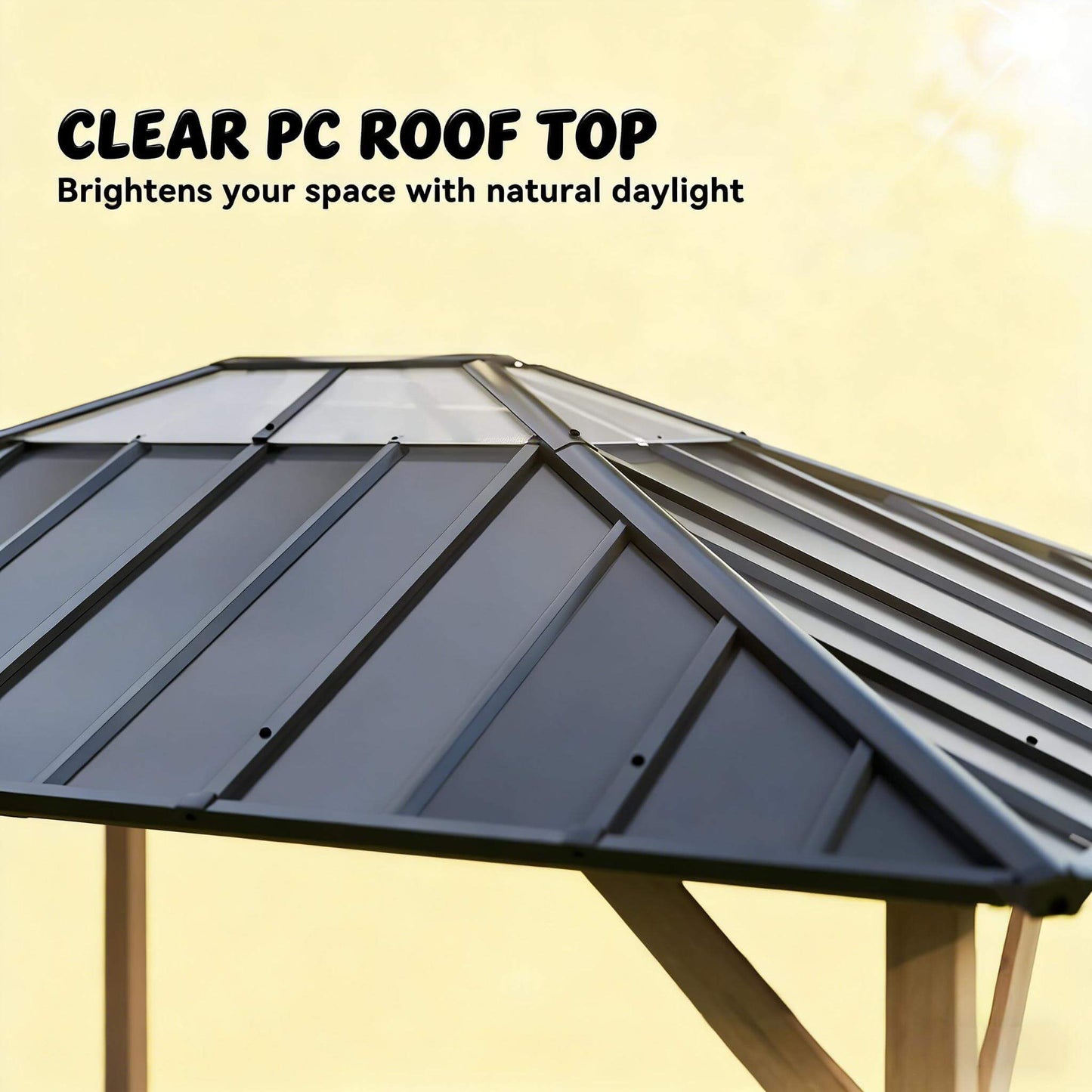 Alora Heavy-Duty Fir Wood Hardtop Gazebo With Galvanized Steel Roof And Ceiling Hooks