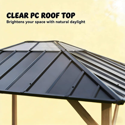 Alora Heavy-Duty Fir Wood Hardtop Gazebo With Galvanized Steel Roof And Ceiling Hooks