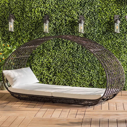 Alora Large 2-Person Abigal Outdoor Wicker Daybed With Aluminum Frame And Cushions