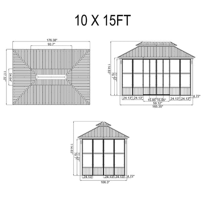 Alora Oasis Luxury Heavy-Duty Hardtop Sunroom With Aluminum Frame And LED Lights
