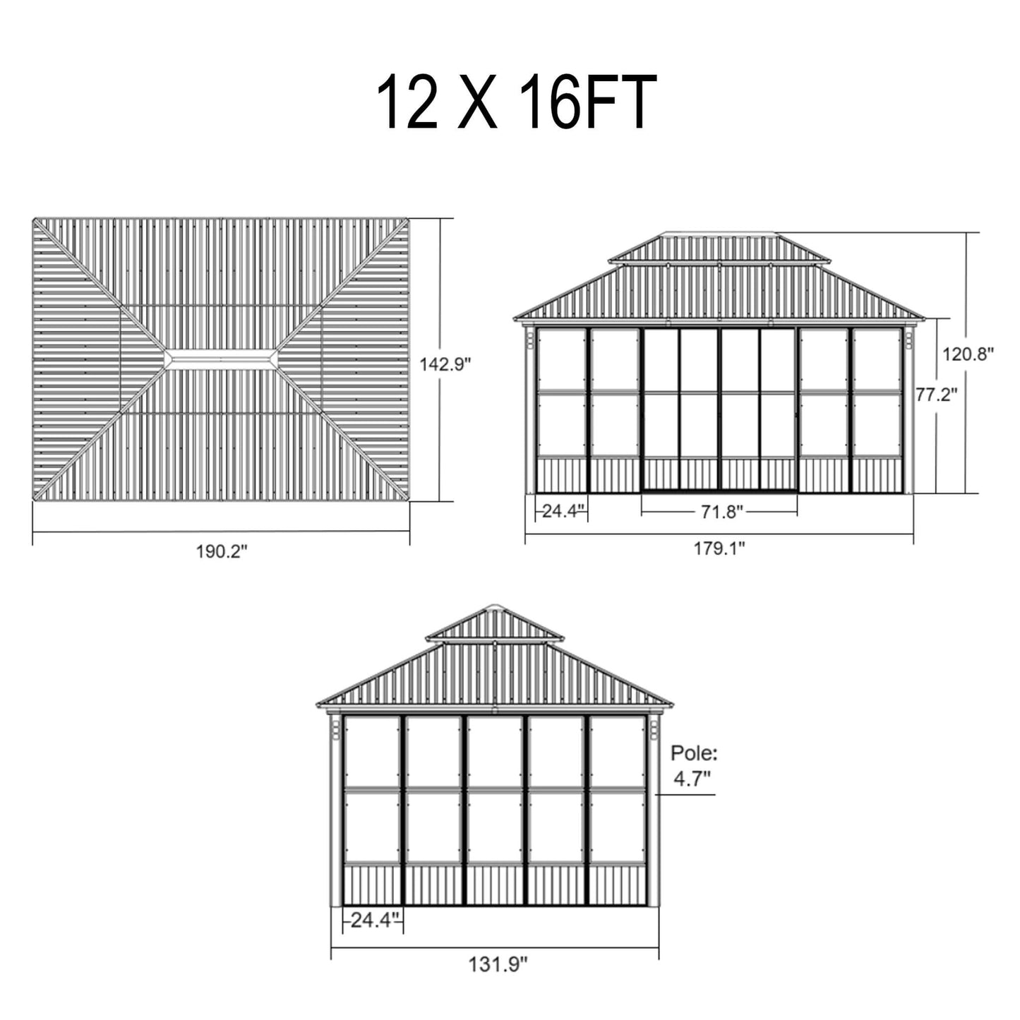 Alora Oasis Luxury Heavy-Duty Hardtop Sunroom With Aluminum Frame And LED Lights