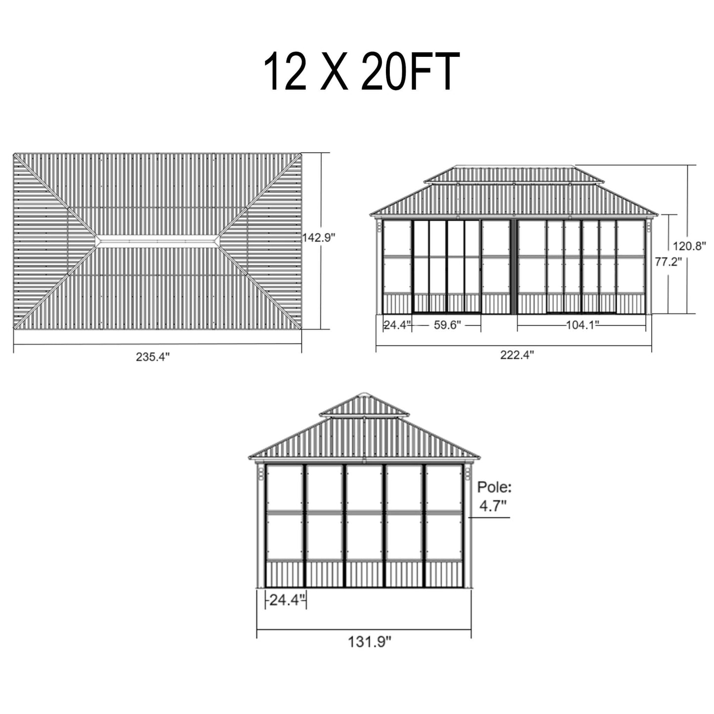 Alora Oasis Luxury Heavy-Duty Hardtop Sunroom With Aluminum Frame And LED Lights