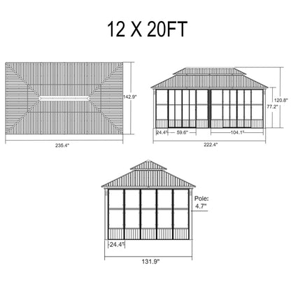 Alora Oasis Luxury Heavy-Duty Hardtop Sunroom With Aluminum Frame And LED Lights