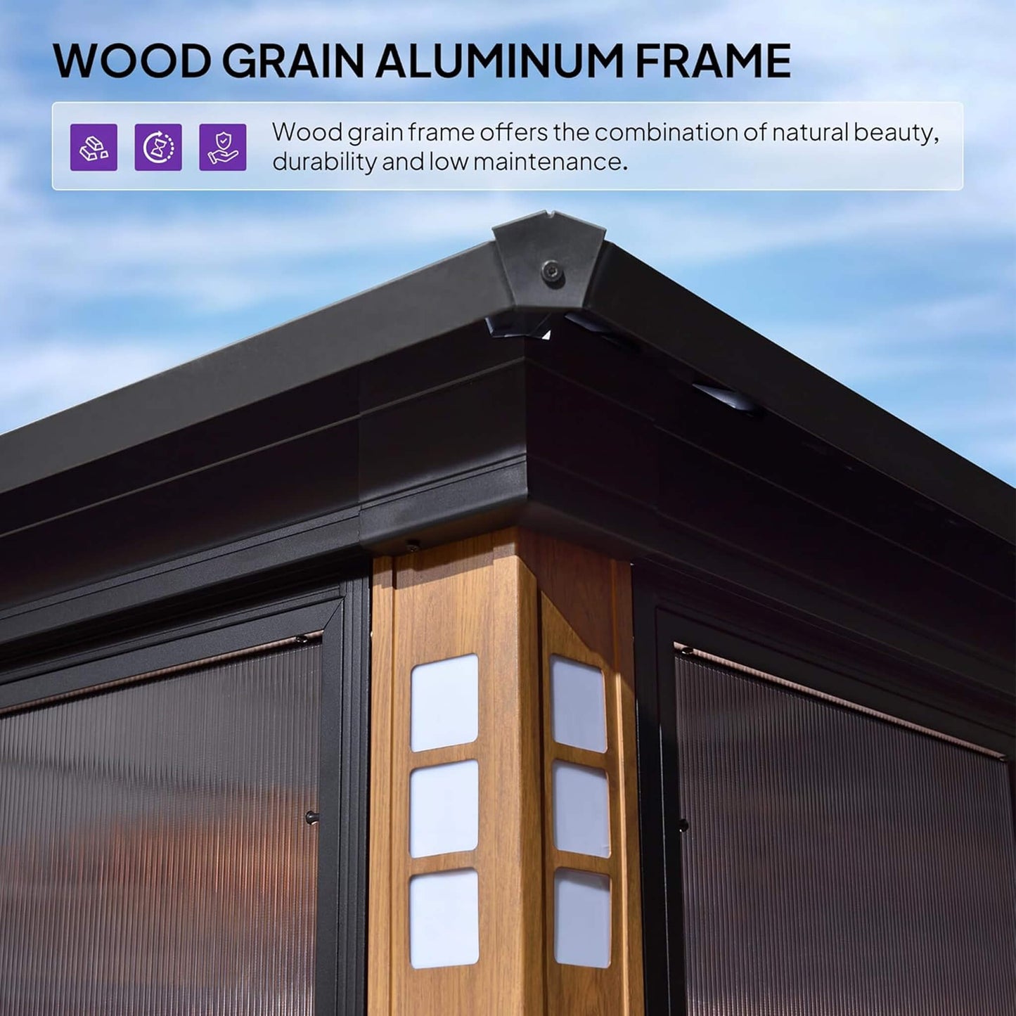 Alora Oasis Luxury Heavy-Duty Hardtop Sunroom With Aluminum Frame And LED Lights