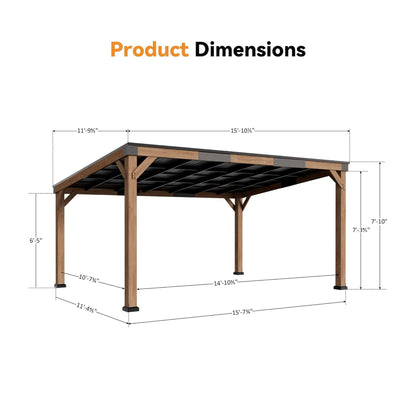 Alora Luxury Modern Cedar Gazebo With Sloped Hardtop Roof