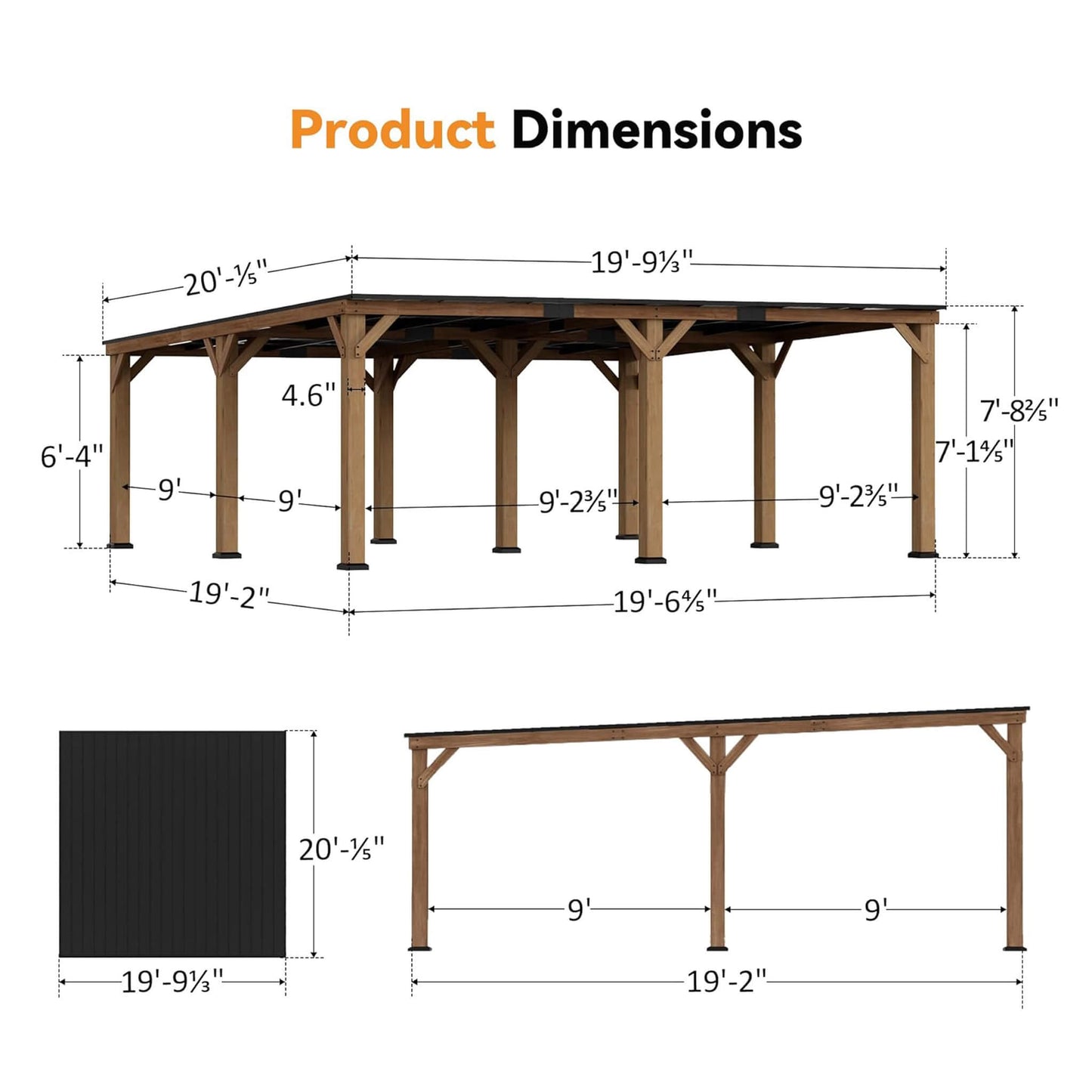 Alora Luxury Modern Cedar Gazebo With Sloped Hardtop Roof