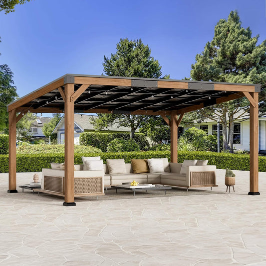 Alora Luxury Modern Cedar Gazebo With Sloped Hardtop Roof