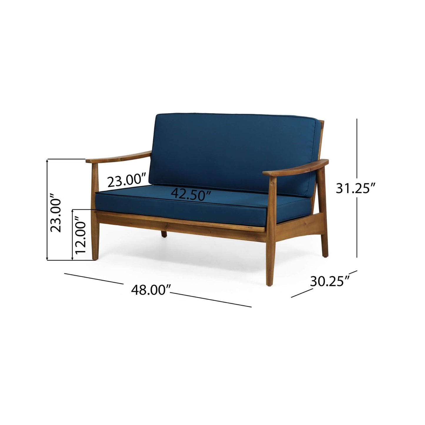 Alora Premium 4-Piece Wooden Outdoor Patio Conversation Seating Set With Cushions