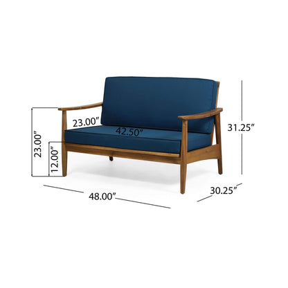 Alora Premium 4-Piece Wooden Outdoor Patio Conversation Seating Set With Cushions