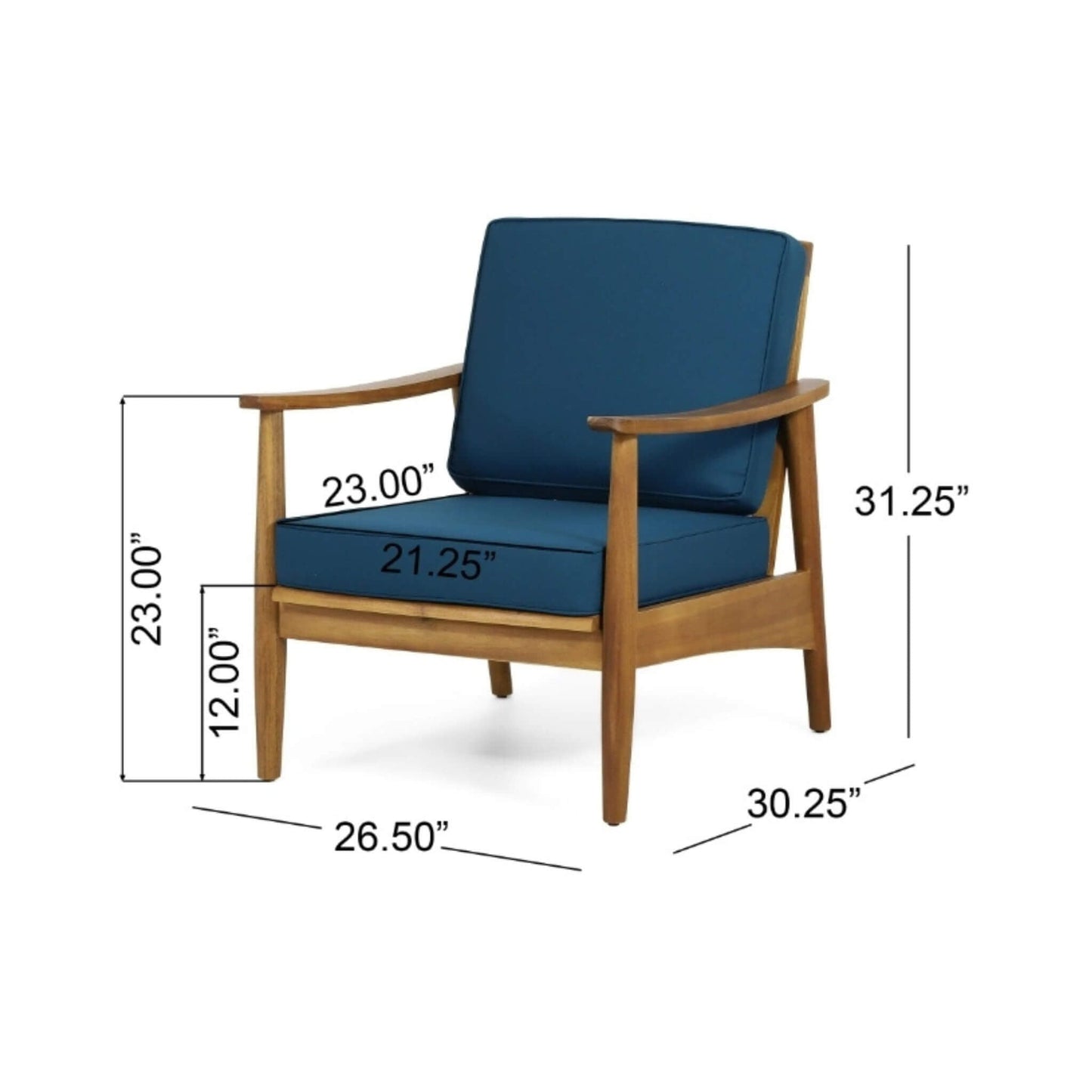 Alora Premium 4-Piece Wooden Outdoor Patio Conversation Seating Set With Cushions