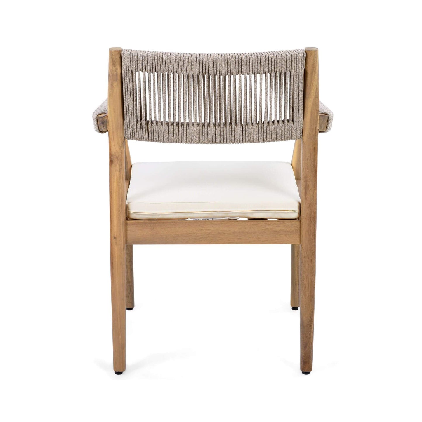 Alora Premium 5-Piece Outdoor Acacia Wood Patio Furniture Set With Braided Dining Chairs, Cushions, And Dining Table
