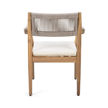 Alora Premium 5-Piece Outdoor Acacia Wood Patio Furniture Set With Braided Dining Chairs, Cushions, And Dining Table