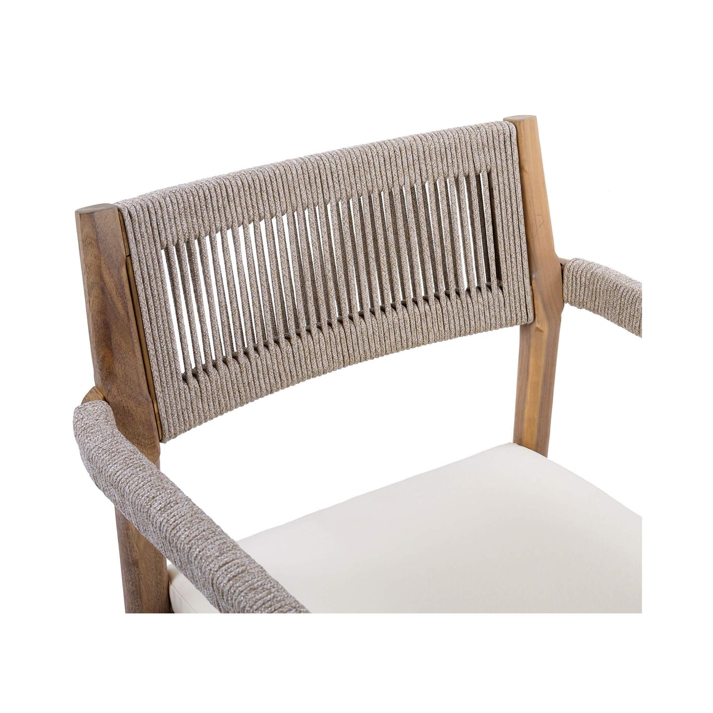 Alora Premium 5-Piece Outdoor Acacia Wood Patio Furniture Set With Braided Dining Chairs, Cushions, And Dining Table