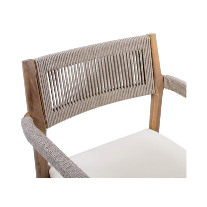 Alora Premium 5-Piece Outdoor Acacia Wood Patio Furniture Set With Braided Dining Chairs, Cushions, And Dining Table