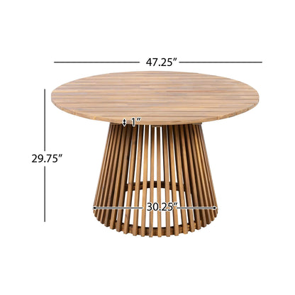 Alora Premium 5-Piece Outdoor Acacia Wood Patio Furniture Set With Braided Dining Chairs, Cushions, And Dining Table