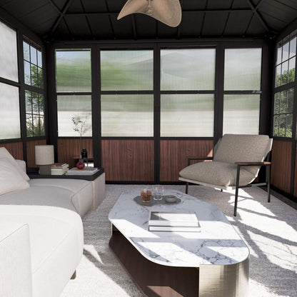 Alora Grandview Premium Hardtop Aluminum Sunroom Solarium With TV Mount And Sliding Doors