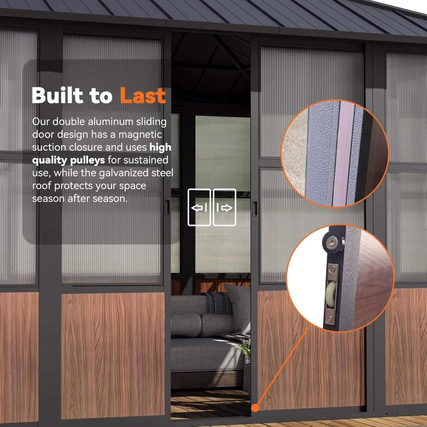 Alora Grandview Premium Hardtop Aluminum Sunroom Solarium With TV Mount And Sliding Doors