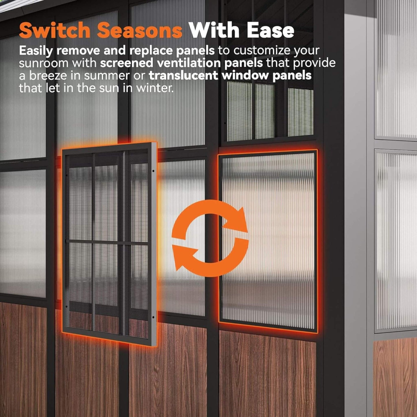 Alora Grandview Premium Hardtop Aluminum Sunroom Solarium With TV Mount And Sliding Doors